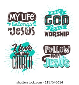 Christian typography and lettering. Illustrations of biblical phrases.