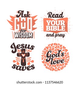 Christian typography and lettering. Illustrations of biblical phrases.