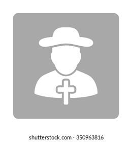 Christian vector icon. Style is flat rounded square button, white and silver colors, white background.