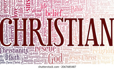 Christian Vector Illustration Word Cloud Isolated Stock Vector (Royalty ...
