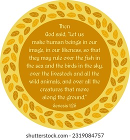 Christian verse decorative mandala. Genesis 1:26 NIV