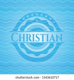 Christian water wave representation badge. Vector Illustration. Detailed.