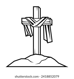 Christian wooden cross. Happy Easter image. Religious symbol.