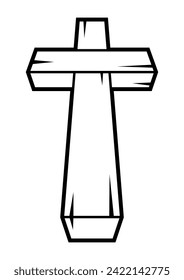 Christian wooden cross. Happy Easter image. Religious symbol.