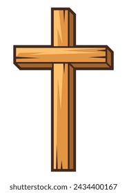 Christian wooden cross. Happy Easter image. Religious symbol.