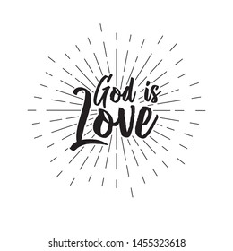 Christian words "God is love" on white background vector illustration 