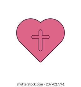 christian worship cross on hand icon