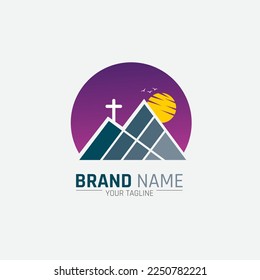 Christian Worship and mountain Logo Design