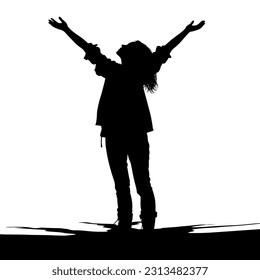 Christian worship woman lifting hands silhouette vecto vector illustration