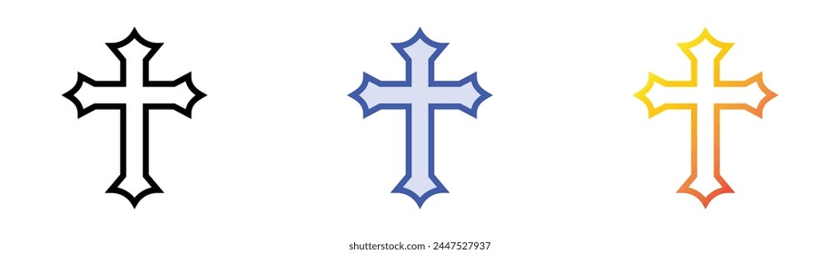 christianism icon. Linear, Blue Fill and Gradient Style Design Isolated On White Background