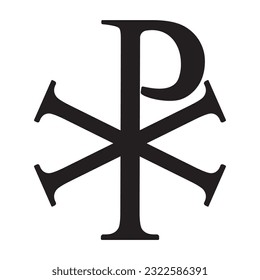 Christianity chi rho symbol, vector illustration, black on white background