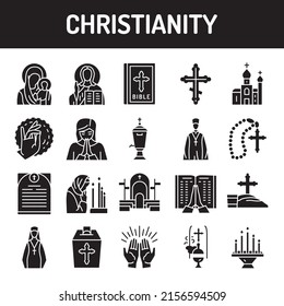 Christianity color line icons set. Signs for web page, mobile app, button. Editable stroke.