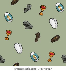 Christianity color outline isometric pattern