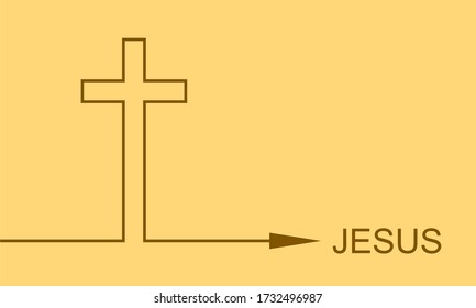 Christianity concept illustration. Cross with arrow to Jesus