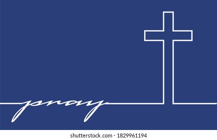 Christianity concept illustration. Cross and pray word