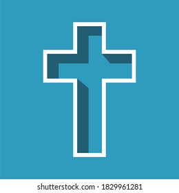 Christianity concept illustration. Outline cross with shadows