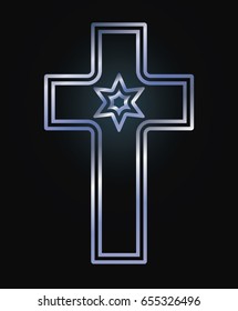 Christianity cross and jewish David's star, vector illustration
