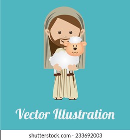 Christianity design over blue background, vector illustration.
