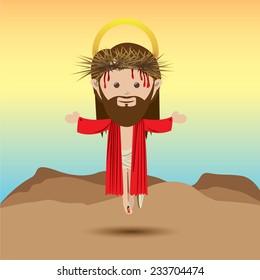 Christianity design over landscape background, vector illustration.