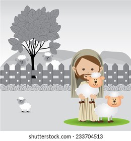 Christianity design over landscape background, vector illustration.