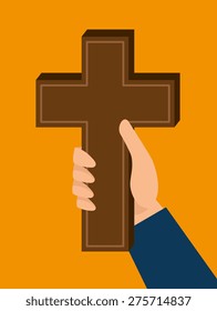 Christianity design over orange background, vector illustration.