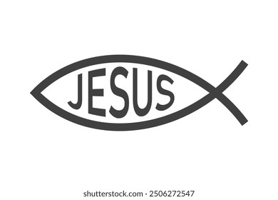 Christianity fish icon on a white background.