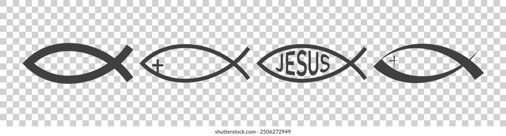 Christianity fish icon on a white background.