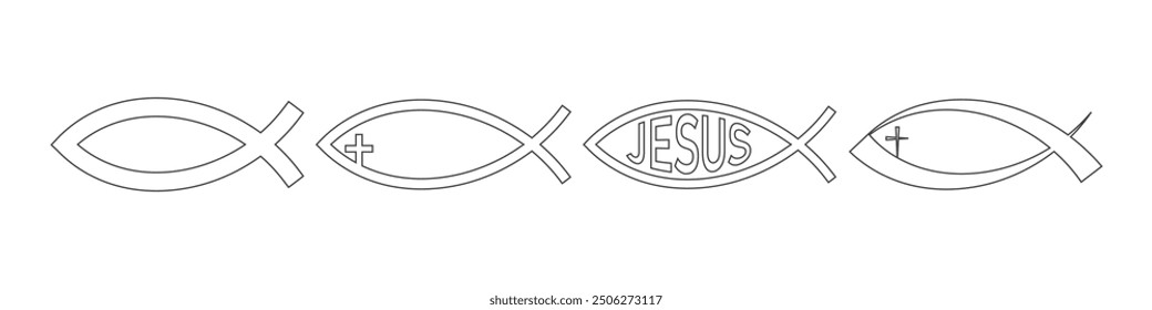 Christianity fish icon on a white background