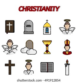 Christianity flat icon set