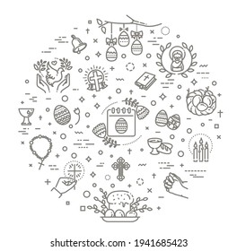 Christianity flat line icon set. Religion related icons