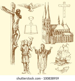 christianity - hand drawn set