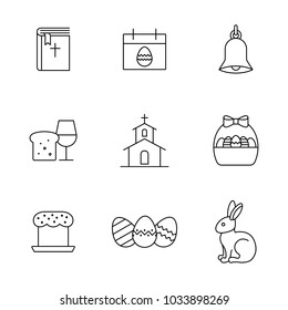 christianity holiday easter vector line black icons set on white background
