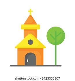 A christianity house vector flat style, church icon trendy design