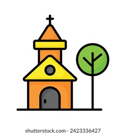 A christianity house vector flat style, church icon trendy design