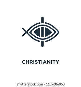 Christianity icon. Black filled vector illustration. Christianity symbol on white background. Can be used in web and mobile.