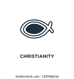 Christianity icon. Black filled vector illustration. Christianity symbol on white background. Can be used in web and mobile.