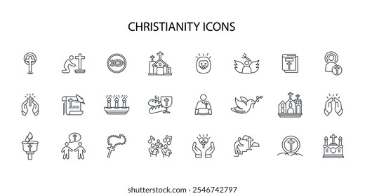 Christianity icon set.vector.Editable stroke.linear style sign for use web design,logo.Symbol illustration.