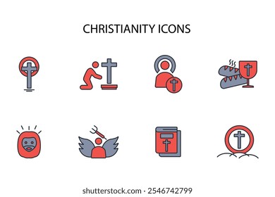 Christianity icon set.vector.Editable stroke.linear style sign for use web design,logo.Symbol illustration.