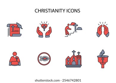 Christianity icon set.vector.Editable stroke.linear style sign for use web design,logo.Symbol illustration.