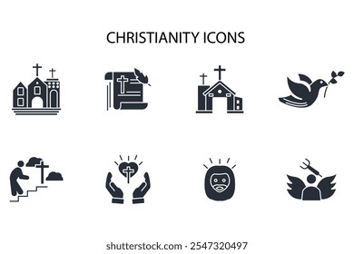 Christianity icon set.vector.Editable stroke.linear style sign for use web design,logo.Symbol illustration.