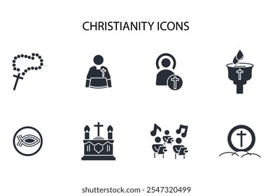 Christianity icon set.vector.Editable stroke.linear style sign for use web design,logo.Symbol illustration.