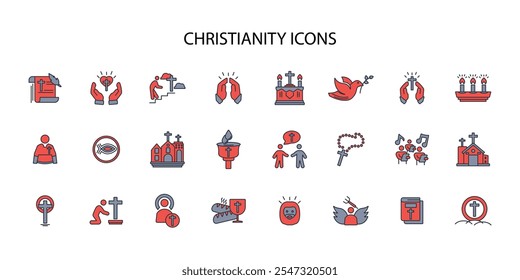 Christianity icon set.vector.Editable stroke.linear style sign for use web design,logo.Symbol illustration.