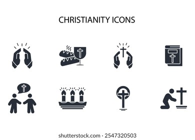 Christianity icon set.vector.Editable stroke.linear style sign for use web design,logo.Symbol illustration.