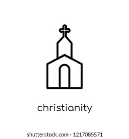 Christianity icon. Trendy modern flat linear vector Christianity icon on white background from thin line Religion collection, editable outline stroke vector illustration