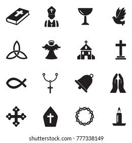 Christianity Icons. Black Flat Design. Vector Illustration. 