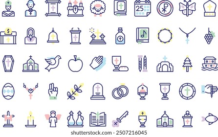 Christianity icons collection is a vector illustration with editable stroke.