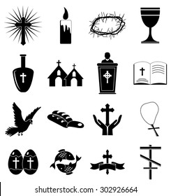 Christianity icons set