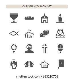 Christianity icons set on white background