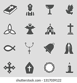 Christianity Icons. Sticker Design. Vector Illustration.
