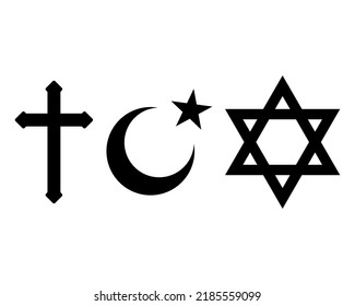 Christianity, Islam and Judaism icon. world religions Vector symbol illustration